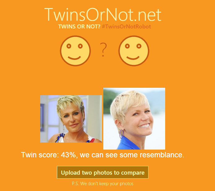 Site da Microsoft analisa fotos e descobre quão parecidas são duas pessoas (Foto: Reprodução/Microsoft)