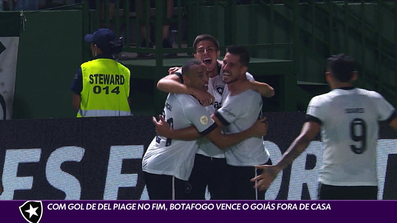 Com gol de Del Piage no fim, Botafogo vence o Goiás fora de casa