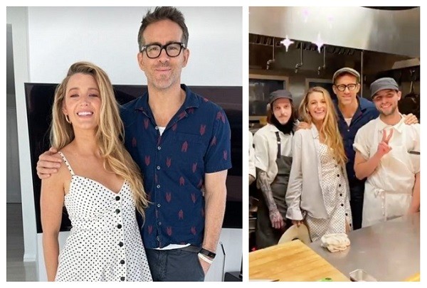 Blake Lively e Ryan Reynolds foram ao restaurante do primeiro date para comemorar 10 anos juntos, com direito a visita à cozinha do estabelecimento (Foto: Instagram)