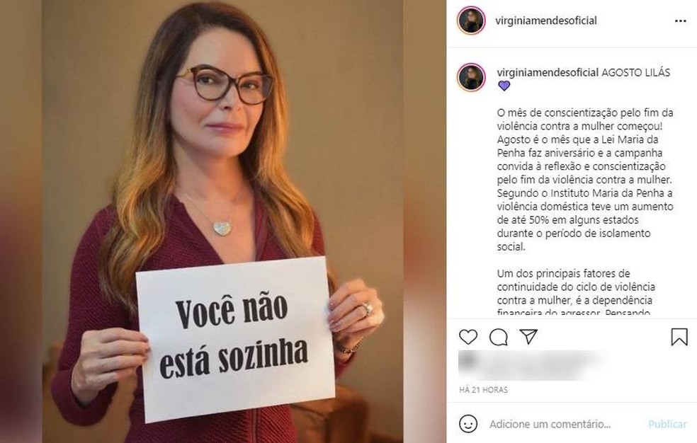 Primeira-dama apagou post no dia em que indiciamento ganhou repercussão e depois repostou — Foto: Instagram/Reprodução