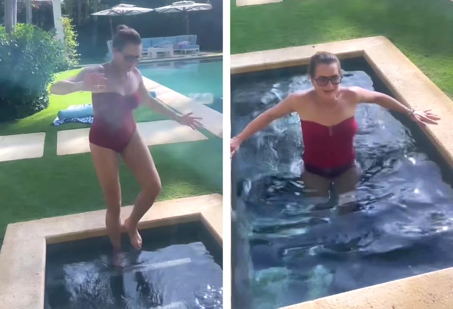 Brooke Shields encarou piscina congelante em Dia de Ação de Graças
