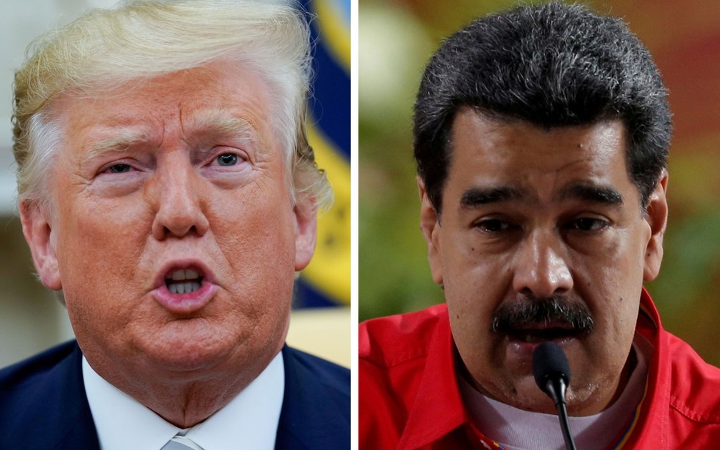 Donald Trump, presidente dos EUA, e Nicolás Maduro, líder do chavismo na Venezuela — Foto: Kevin Lamarque e Manaure Quintero/Reuters