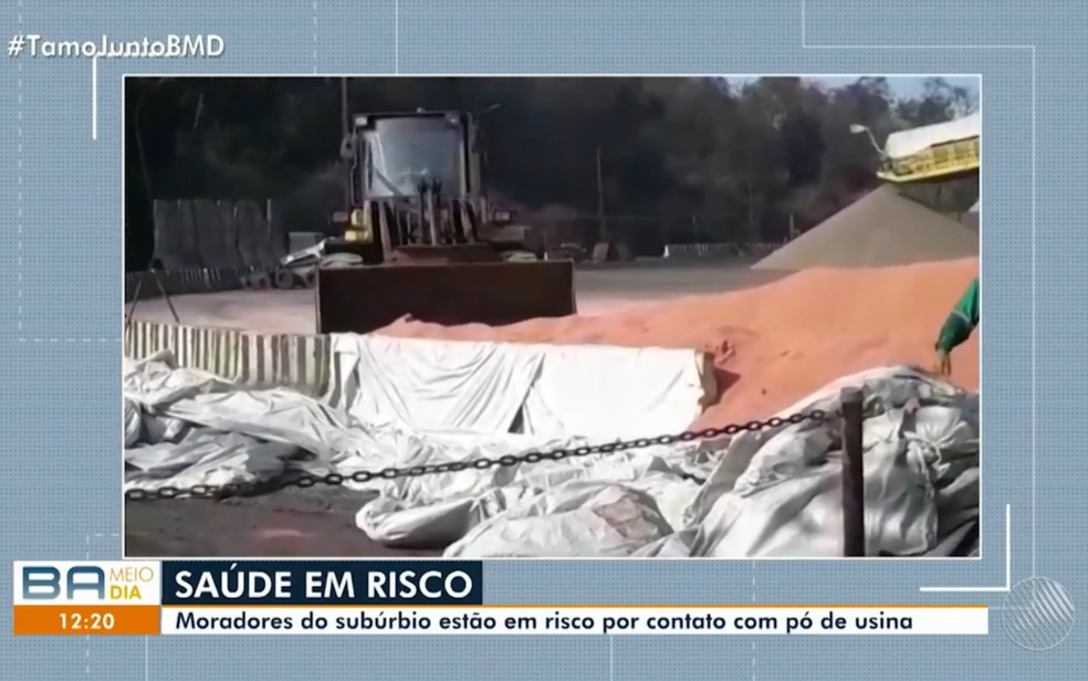 Pó de usina causa roquidão, dor nos olhos e problemas na pele de moradores do subúrbio ferroviário — Foto: Divulgação/TV Bahia