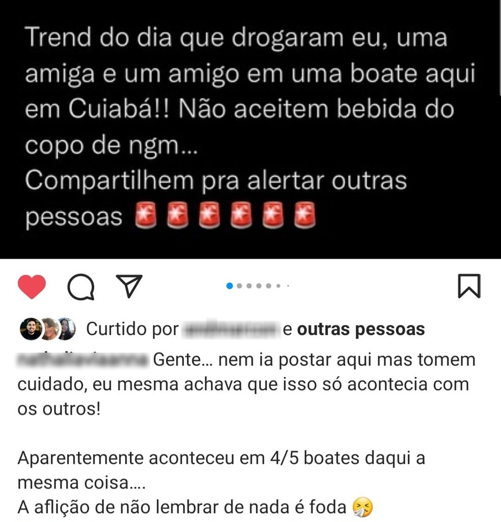 Relato da candidata a Miss Pluz Size Cuiabá sobre jovens dopados em boates da capital — Foto: Reprodução/Instagram
