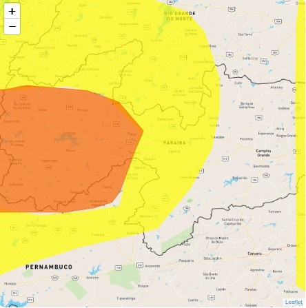 Inmet emite três alertas de chuvas intensas e acumulado de chuvas para 177 cidades da Paraíba
