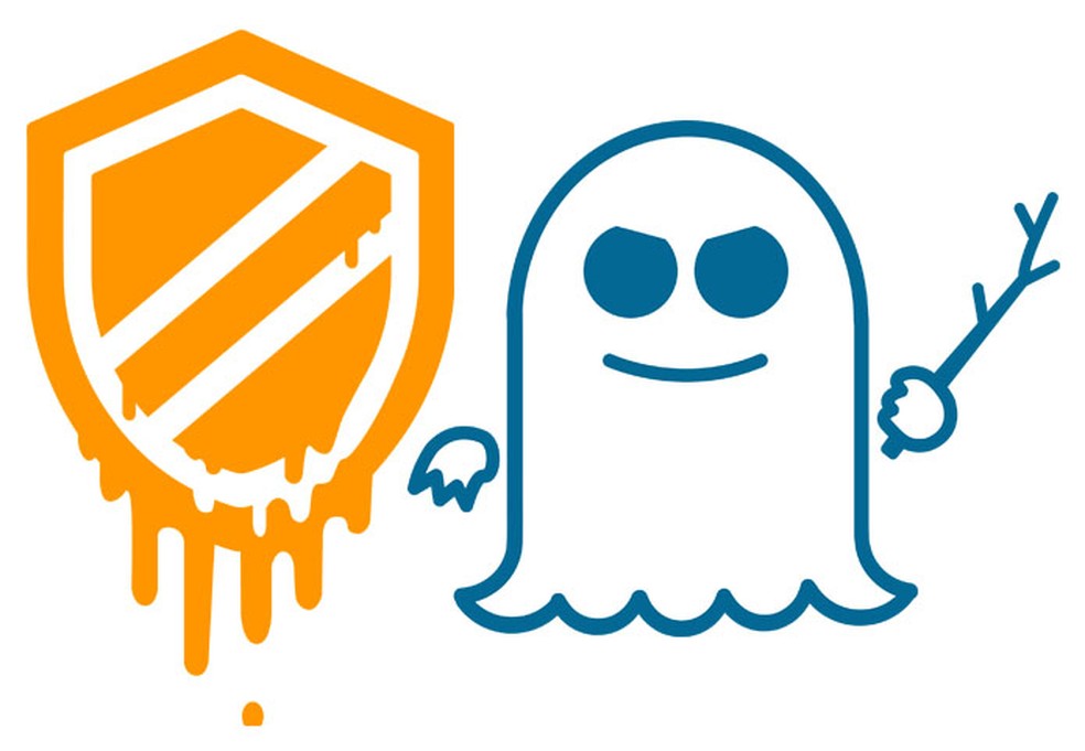 Imagens das falhas Meltdown (o escudo derretendo) e Spectre (fantasma). (Foto: Natascha Eibl/Domínio Público)