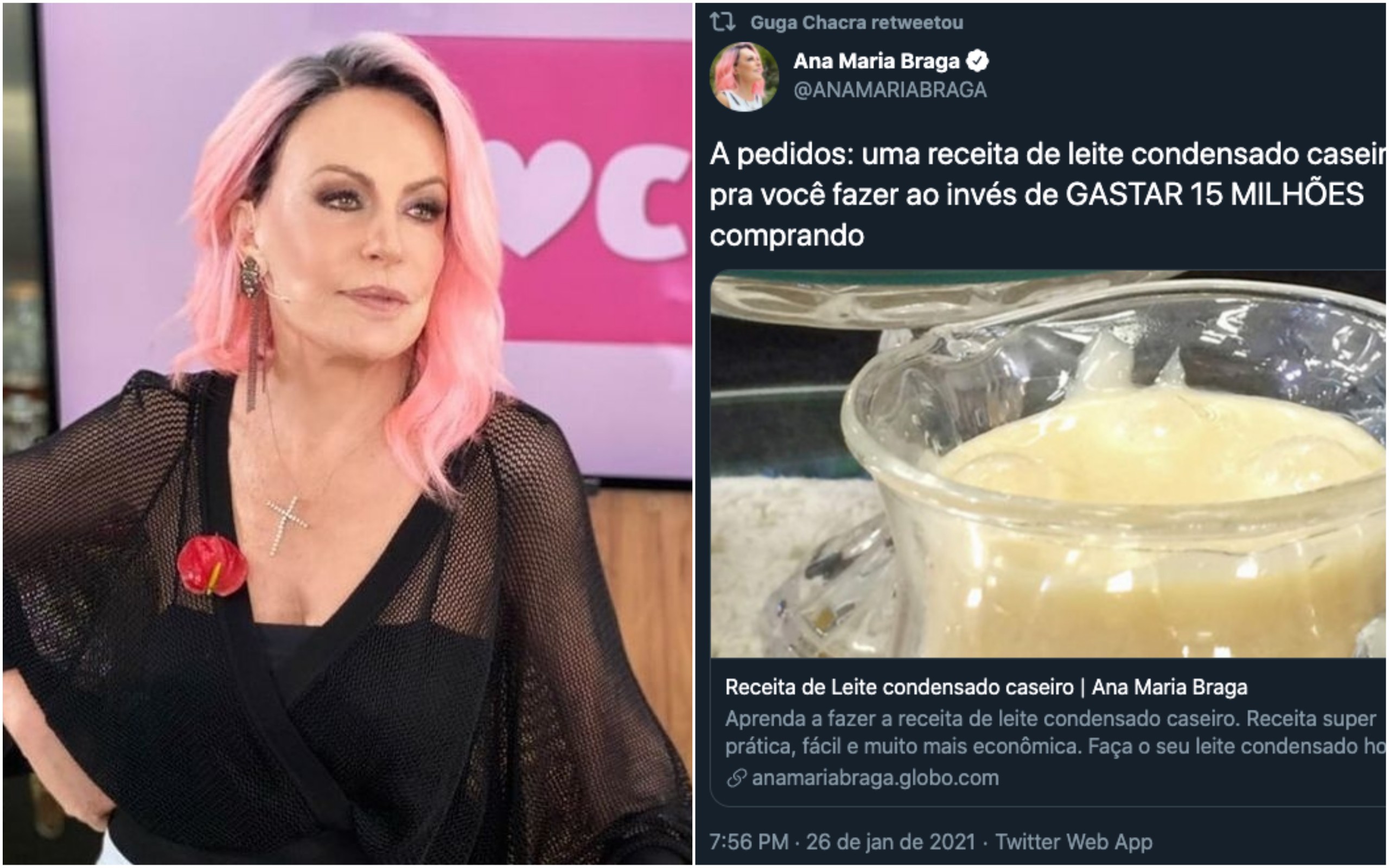 Ana Maria Braga ensina receita de leite condensado caseiro para economizar 15 mi (Foto: Reprodução/Instagram/Twitter)