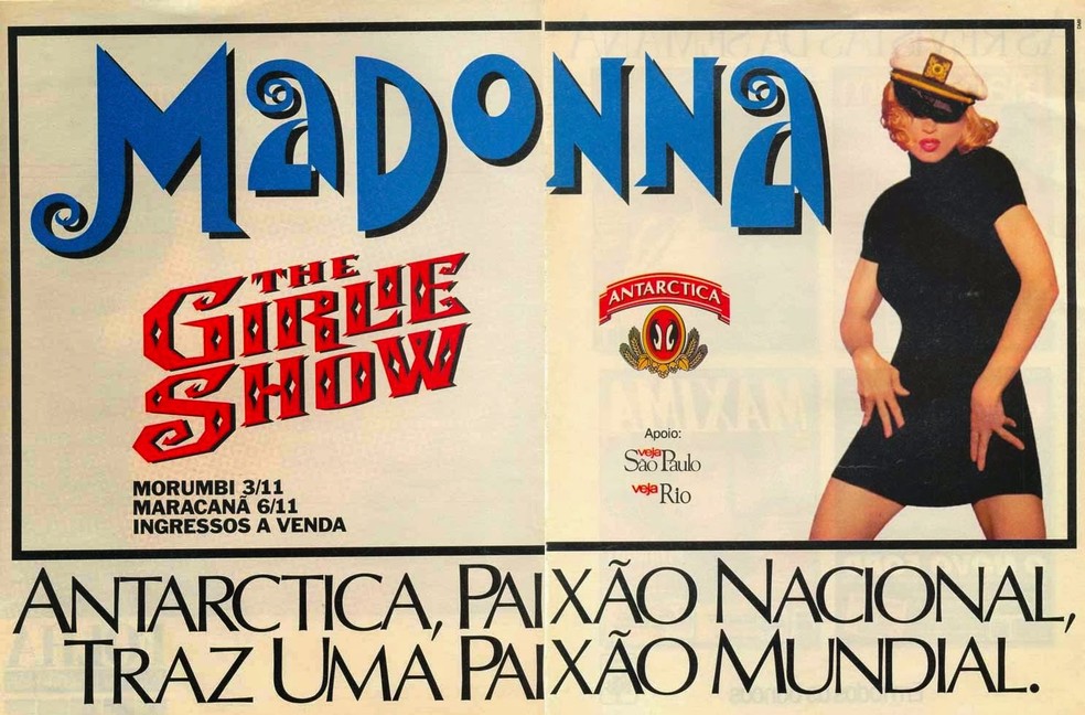 Maddona veio ao Brasil como garota-propaganda de cerveja nacional para fazer show — Foto: Divulgação