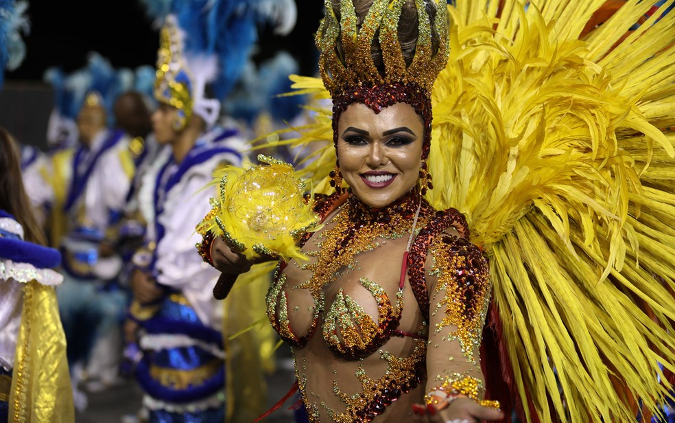 Andrea Capitulino, a rainha de bateria da Acadêmicos do Tatuapé (Foto: Marcelo Brandt/G1)