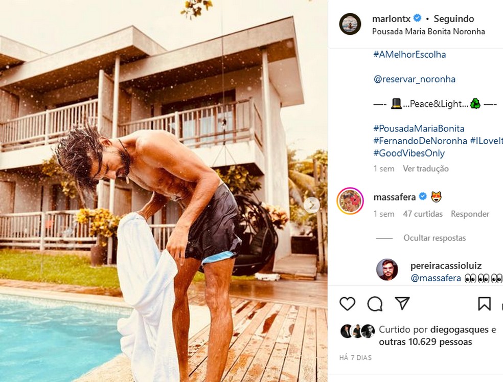 Grazi Massafera comenta post de Marlon Teixeira &mdash; Foto: Reprodu&ccedil;&atilde;o/Instagram