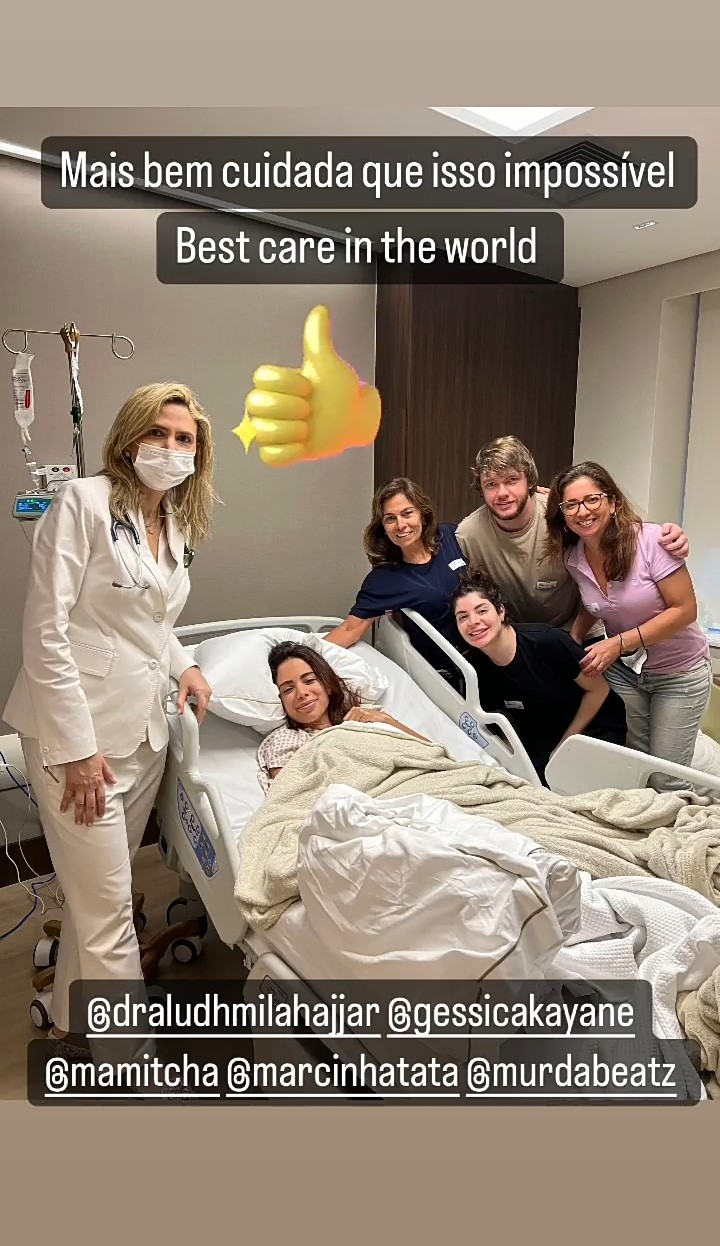 Anitta celebra recuperação no hospital (Foto: Reprodução/Instagram)