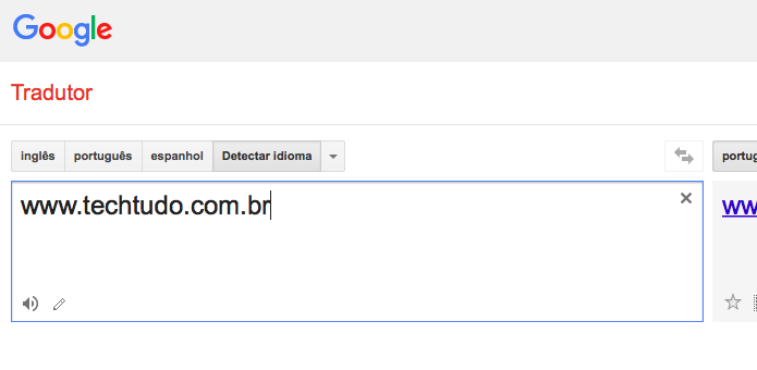 Acesse o Google Tradutor e digite o site que você quer abrir (Foto: Reprodução/Helito Bijora) 