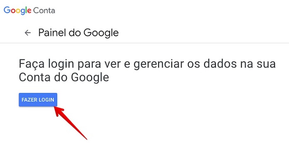 Faça login na sua conta do Google para ver o seu backup de fotos — Foto: Reprodução/Helito Beggiora