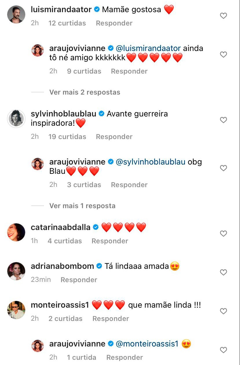 Comentários em foto de Vivi Araújo (Foto: Reprodução/ Instagram)
