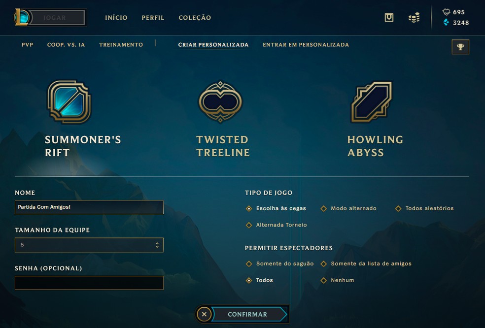 Jogo tem suporte para partidas privadas (Foto: Reprodução/Felipe Vinha)