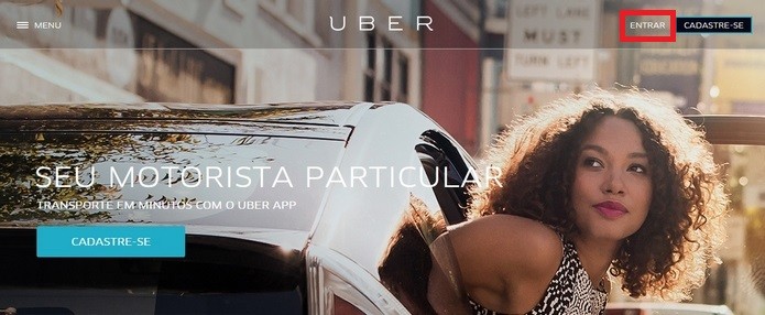 Tela principal do site do Uber (Foto: Reprodução/Raquel Freire)