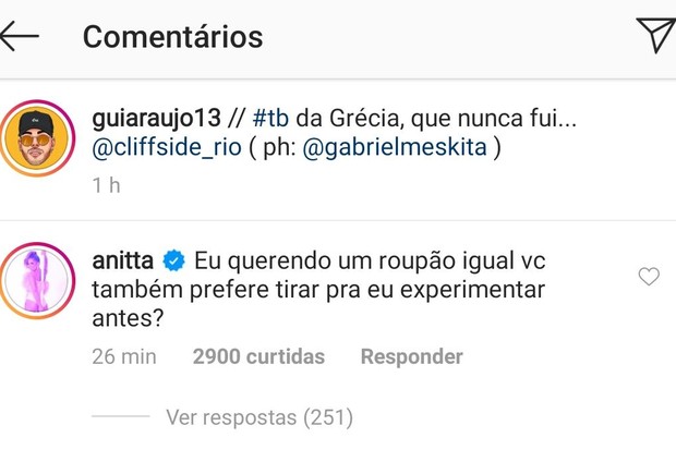 Comentário de Anitta (Foto: Reprodução/Instagram)