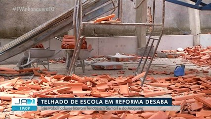 Três trabalhadores ficam feridos após telhado de escola desabar em Santa Fé do Araguaia