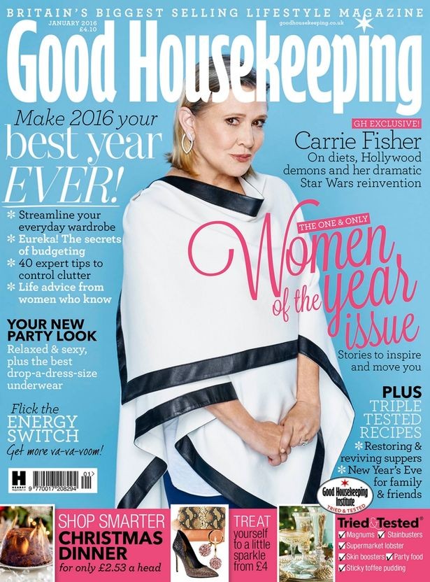 Carrie Fisher na capa da Good Housekeeping em 2015 (Foto: Reprodução)