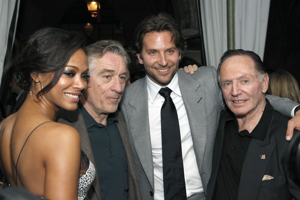 Zoe Saldana, Robert De Niro, Bradley Cooper e Paul Herman no evento de lançamento de O Lado Bom da Vida (2012) (Foto: Getty Images)