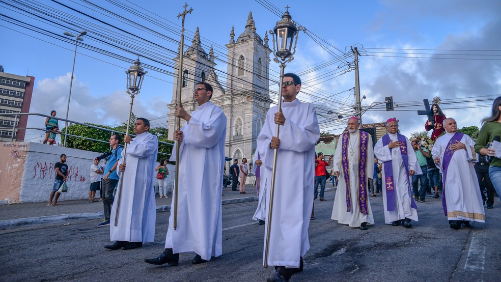 Procissão pelas ruas do centro de Maceió fazem parte da programação religiosa para a Semana Santa — Foto: Pastoral da Comunicação/Divulgação