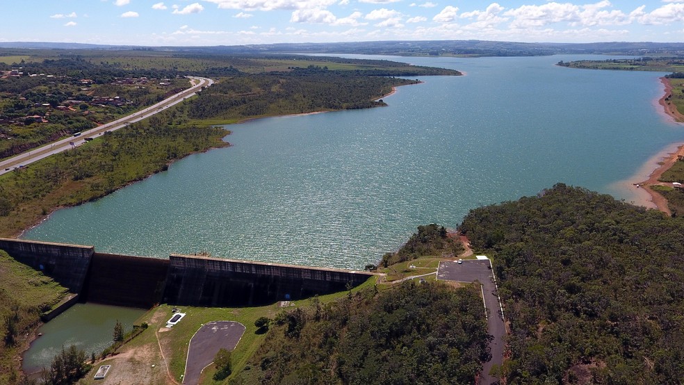 Barragem do Descoberto (DF) em 3 de maio, com nível em 91,1%. (Foto: Gabriel Jabur/Agência Brasília)