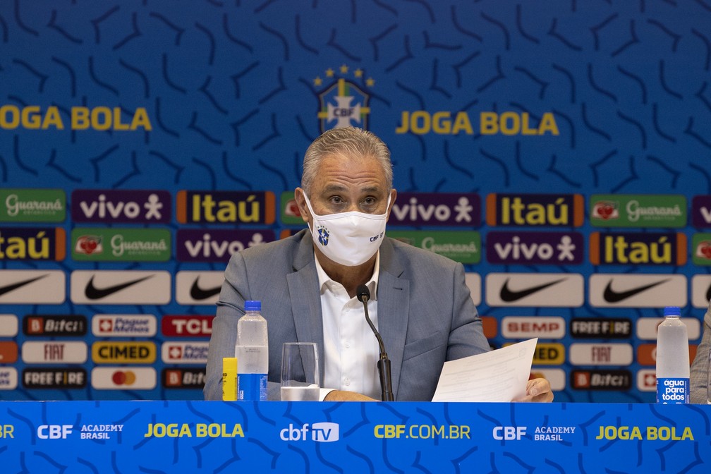 Tite anunciou lista de convocados da seleção brasileira para jogos das Eliminatórias — Foto: Lucas Figueiredo / CBF
