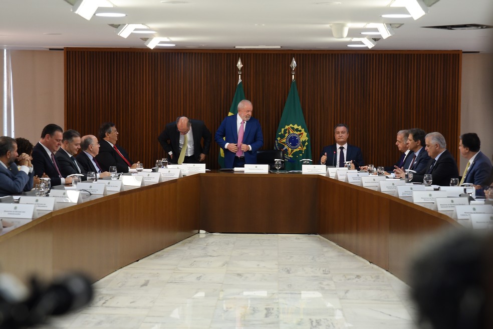 Lula promove nesta sexta sua primeira reunião ministerial com todos os 37 integrantes do primeiro escalão — Foto: Ton Molina/Fotoarena/Estadão Conteúdo