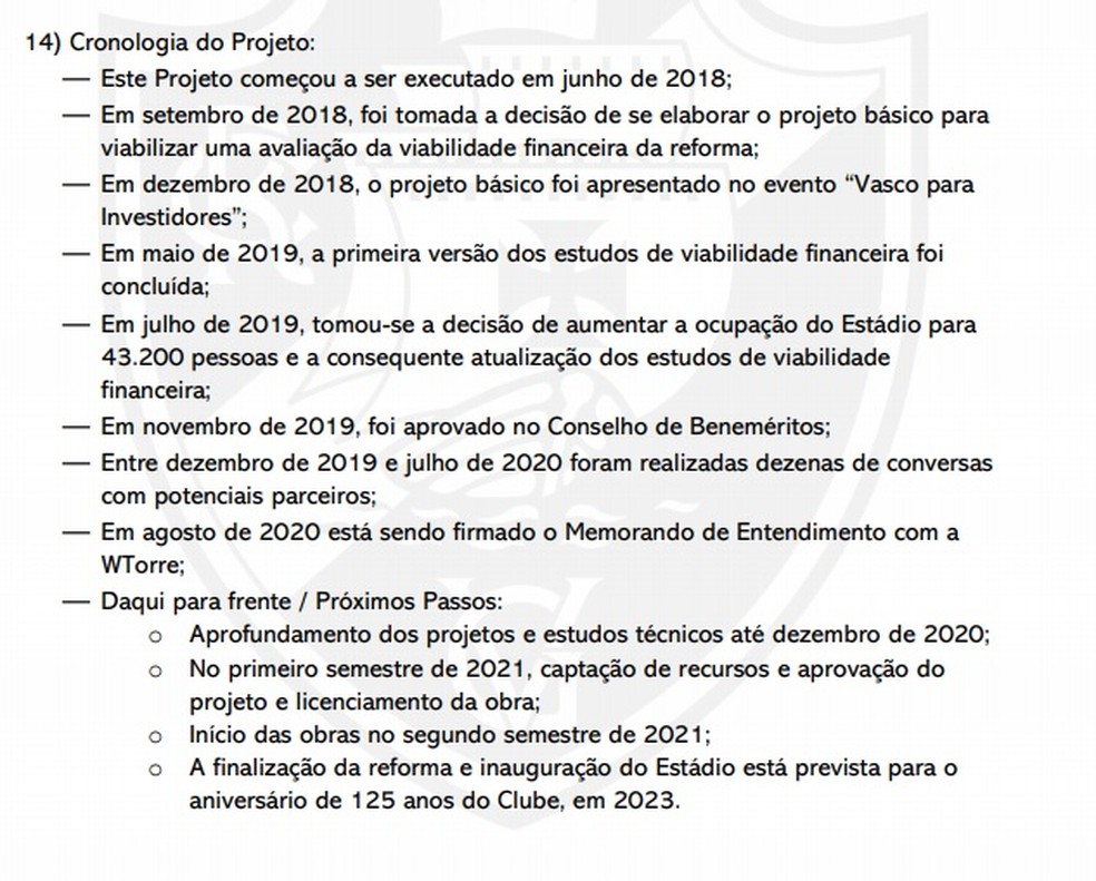 Cronologia do projeto de reforma de S�o Janu�rio � Foto: Reprodu��o