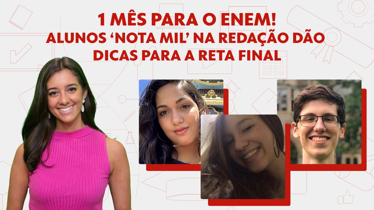 1 mês para o Enem: candidatos 'nota mil' na redação dão dicas para a reta final; veja LIVE às 14h