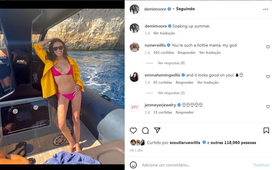 Demi Moore postou clique do fim de semana em seu Instagram (Foto: Reprodução / Instagram)