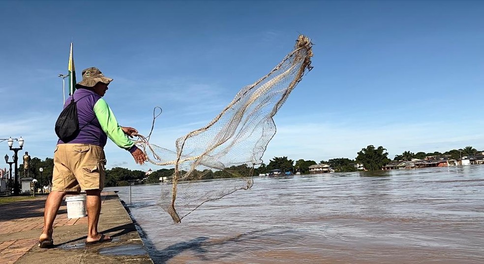 Rio Acre atinge maior cota desde a cheia histórica de 2015 em Rio Branco — Foto: Cassius Afonso/Rede Amazônica