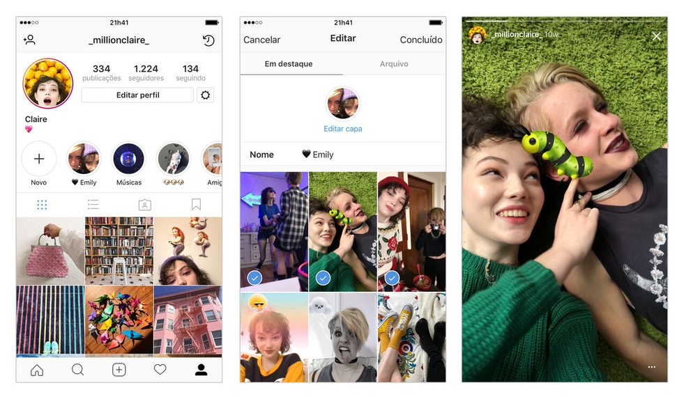 Highlights do instagram permite guardar postagens dos stories por mais tempo