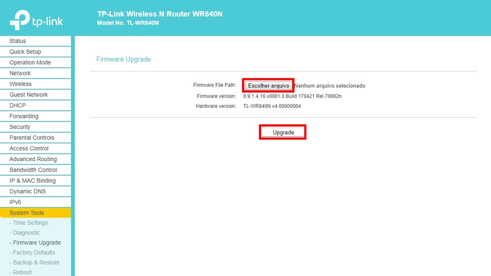 Sempre mantenha o roteador atualizado — Foto: Reprodução/Thiago Rocha