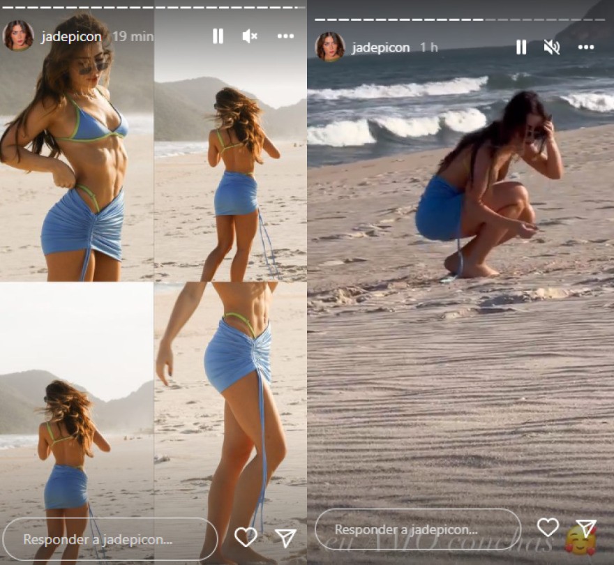 Jade Picon curte praia e pega conchas na areia (Foto: Reprodução/Instagram)