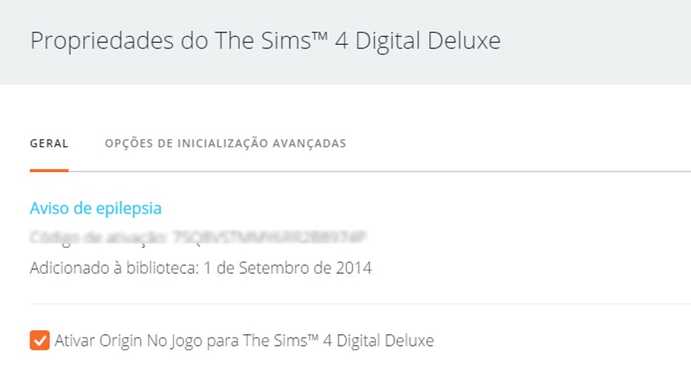 Desative a opção "Origin no Jogo" e tente abrir o The Sims 4 — Foto: Reprodução/Tais Carvalho