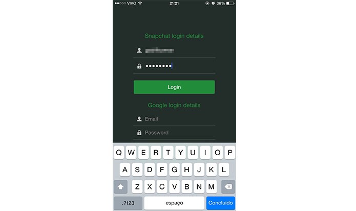 Faça login no SnapSave com a mesma conta do Snapchat (Gabriella Fiszman/ TechTudo)