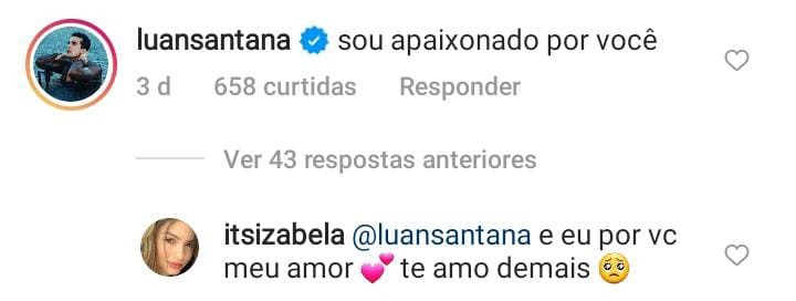 Izabela Cunha e Luan Santana têm trocado declarações de amor nas redes sociais (Foto: Reprodução / Instagram)