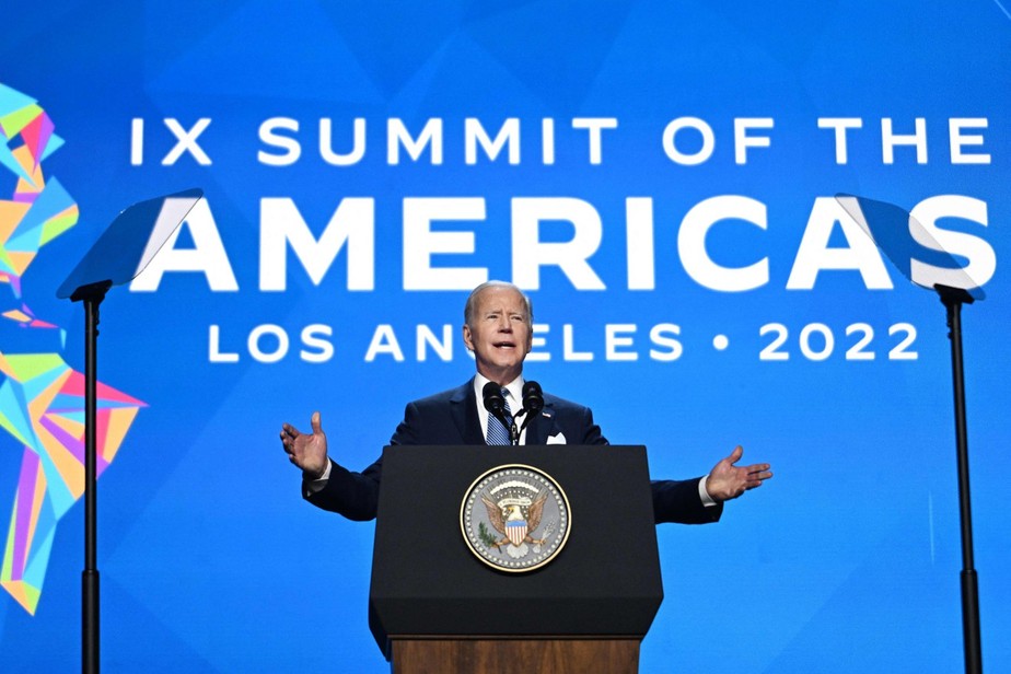 Presidente dos Estados Unidos, Joe Biden, durante discurso de abertura na Cúpula das Américas