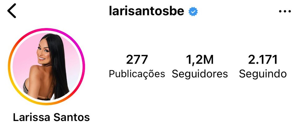 Larissa Santos com novos seguidores — Foto: Reprodução / Instagram
