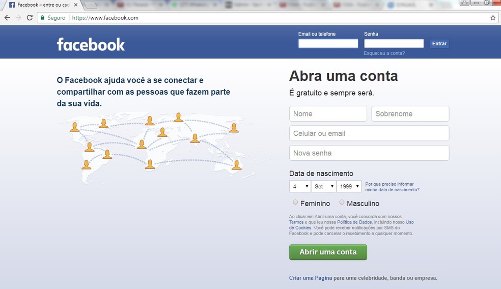 O pedido foi deferido pela Justiça, mas os representantes do Facebook alegaram que poderiam fornecer apenas informações básicas dos usuários. (Foto: G1/Reprodução)