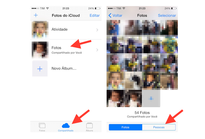 Acessando a configuração Pessoas para convidar contatos para um álbum compartilhado do iOS (Foto: Reprodução/Marvin Costa)