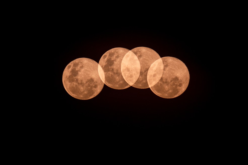 João registrou pela primeira vez a lua rosa — Foto: João Albert