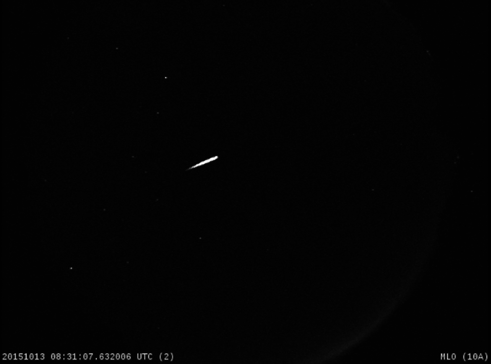 Um meteoro de Oriônidas gravado pela Nasa em outubro de 2015, no Arizona, nos Estados Unidos  (Foto: Nasa)