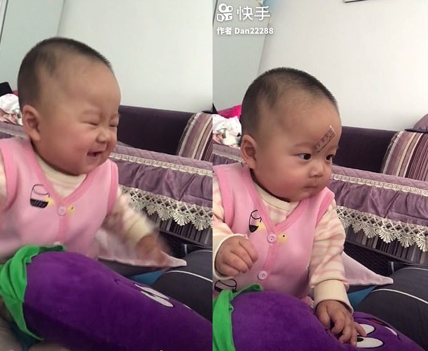 Mãe compartilha técnica que faz filha parar de chorar  (Foto: Kuaishou/Dan22288)