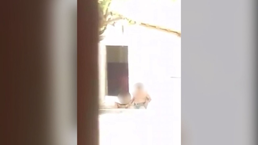 Trecho da gravaÃ§Ã£o que mostra o avÃ´ e a neta em Monte Alegre, no ParÃ¡ (Foto: ReproduÃ§Ã£o/G1)