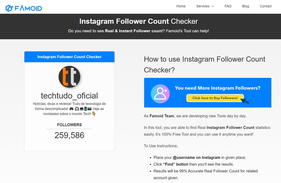 Contador de seguidores no Instagram cinco sites para ver em tempo real