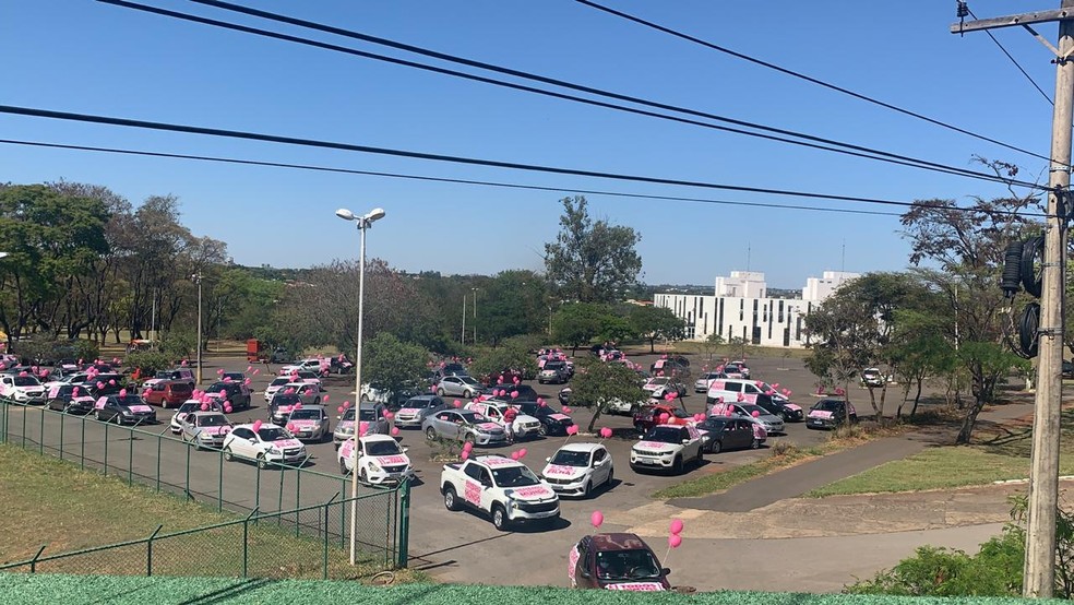 Familiares e amigos de Kyara Lis, diagnosticada com AME, fazem carreata em busca de apoio para tratamento da menina — Foto: Priscilla Peixoto/Campanha Kyara
