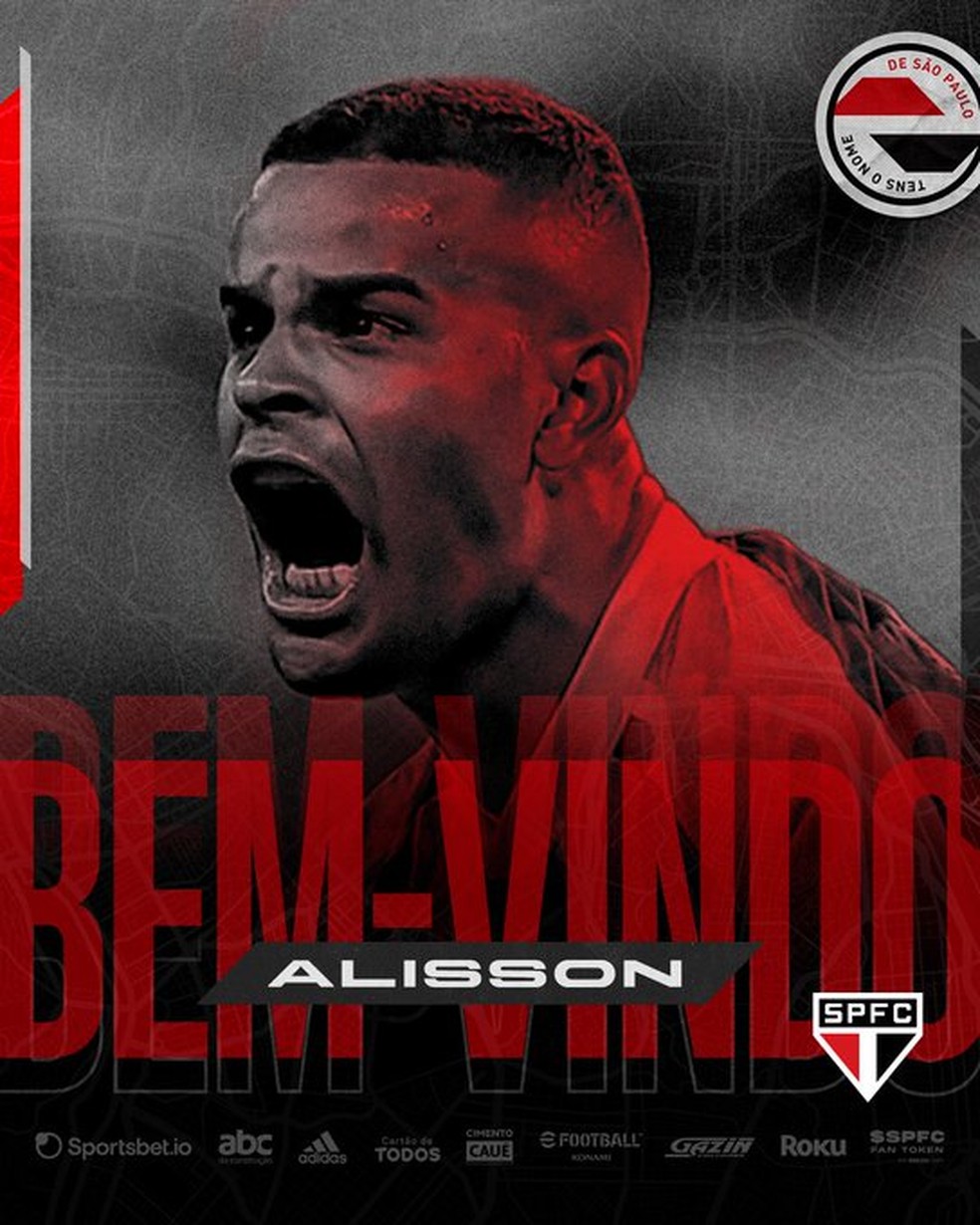 Alisson é anunciado pelo São Paulo — Foto: Reprodução