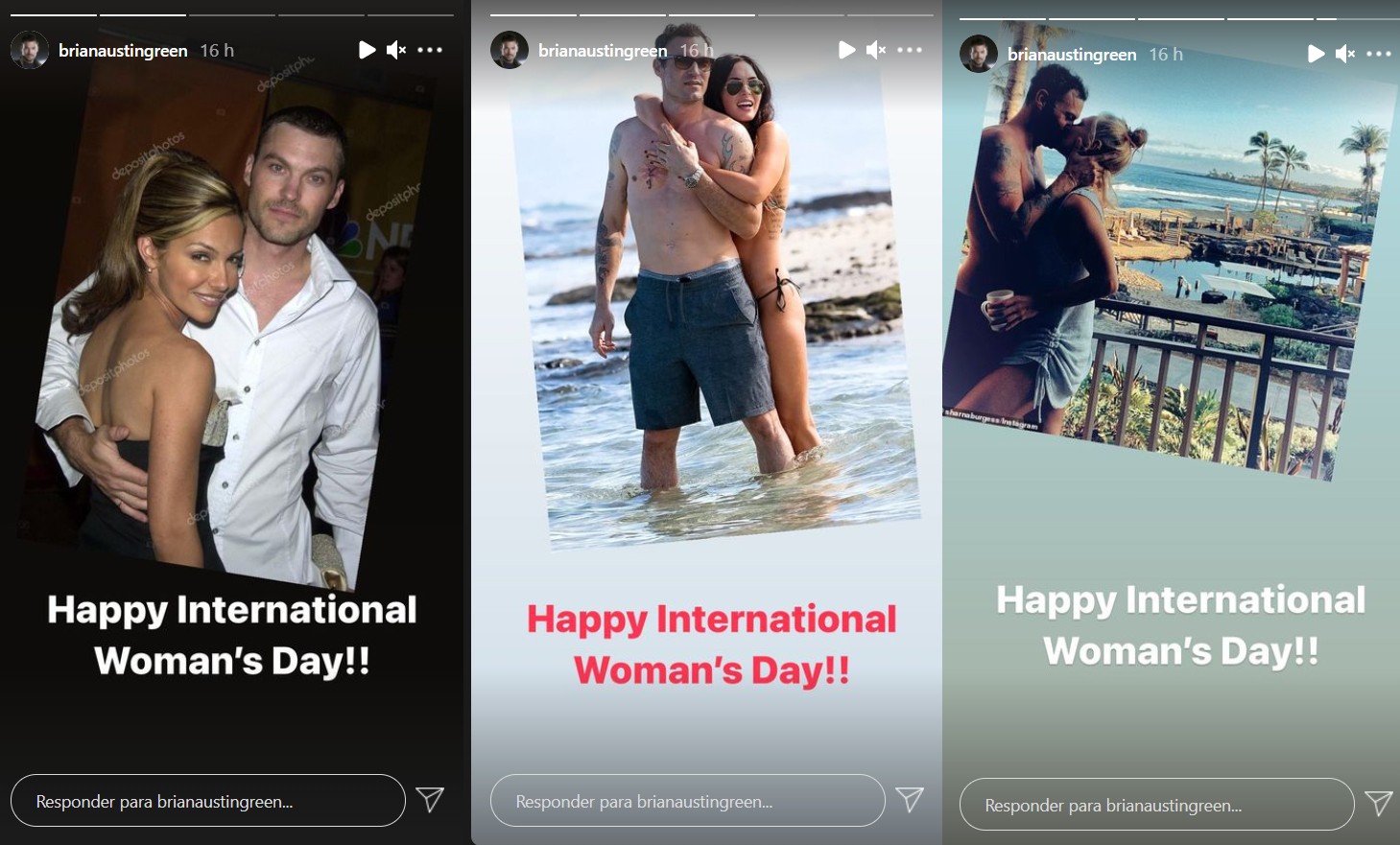 Brian Austin Green homenageou a ex-noiva Vanessa Marcil, a ex-esposa Megan Fox e a atual namorada, Sharna Burgess, no Dia Internacional da Mulher de 2021 (Foto: Reprodução / Instagram)
